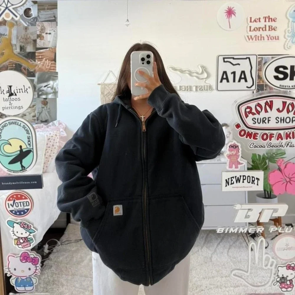 navy blue carhartt work jacket